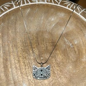 Cat Skeleton 925 Sterling Silver Necklace